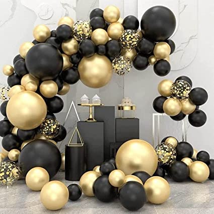 Black and Gold Balloon Arch Garland Kit