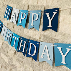 AFKAR Blue and White Happy Birthday Banner Kit